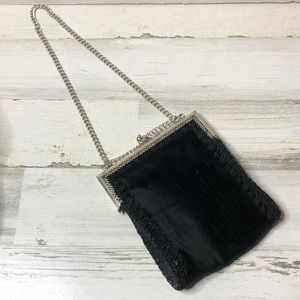 Kaufman’s Black Cloth Sliver Chain Small Purse Hand Bag Elegant Party